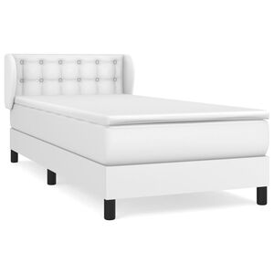 vidaXL Cama com molas/colch&atilde;o 80x200 cm couro artificial branco