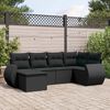 vidaXL 6 pcs conjunto sof&aacute;s de jardim c/ almofad&otilde;es vime PE preto