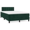 vidaXL Cama box spring com colch&atilde;o e luzes LED veludo verde-escuro