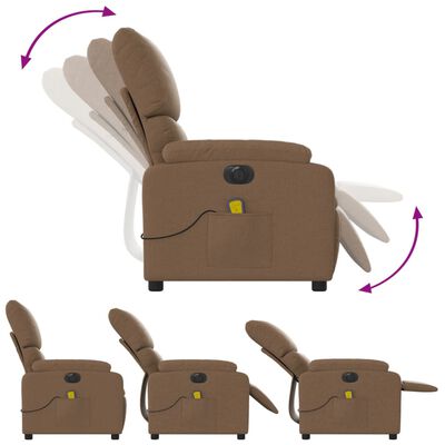 vidaXL Poltrona de massagens reclinável elétrica tecido castanho