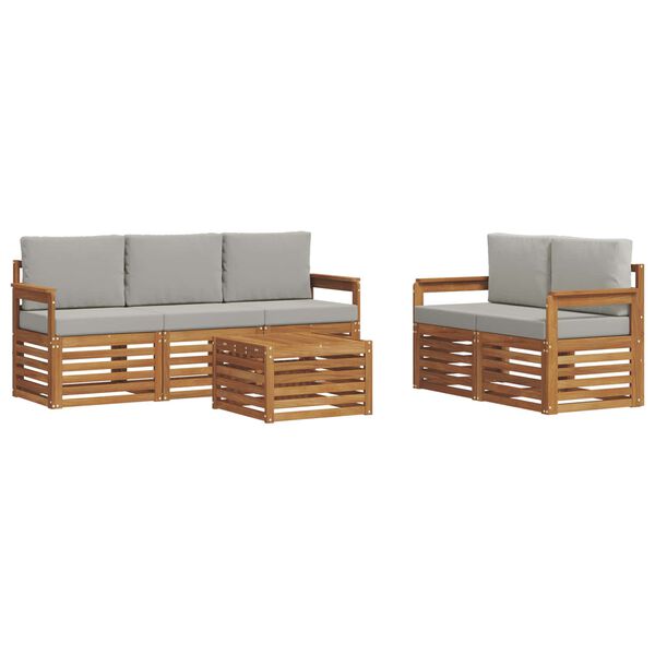 vidaXL Conjuntos de sof&aacute;s com almofada 6 pcs Cinza Natural e Claro