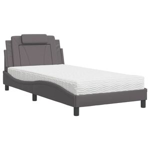 vidaXL Cama Viana com colch&atilde;o 100x200 cm couro artificial cinzento