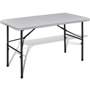 vidaXL Mesa de jardim dobr&aacute;vel 122 cm HDPE branco