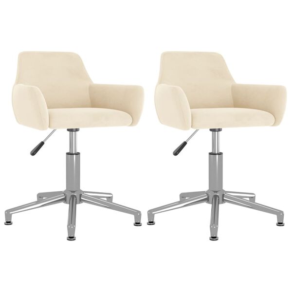 vidaXL Cadeiras de jantar girat&oacute;rias 2 pcs veludo cor creme