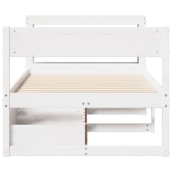 vidaXL Cama sem colch&atilde;o 75x190 cm madeira de pinho maci&ccedil;a branco
