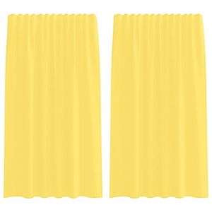 vidaXL Cortinas de voile com bolsos para var&atilde;o 2 pcs amarelo