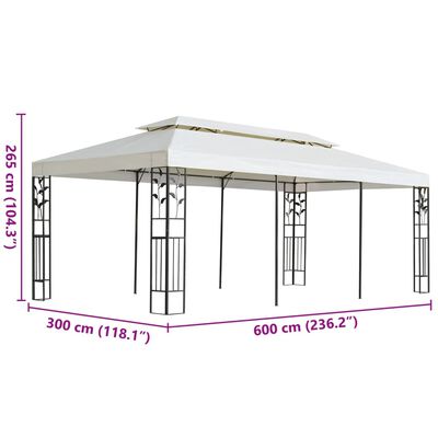 vidaXL Gazebo com telhado duplo 6x3 m aço branco