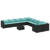 vidaXL 11 pcs conjunto sof&aacute;s de jardim c/ almofad&otilde;es vime PE preto