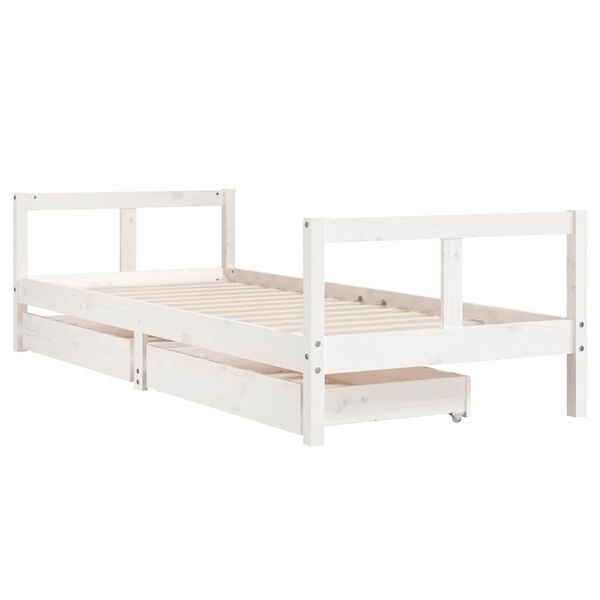 vidaXL Estrutura cama infantil c/ gavetas 80x200cm pinho maci&ccedil;o branco