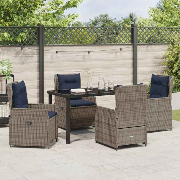 vidaXL Conjunto de Jantar para Jardim 5 pcs Cinzeto Rattan Sint&eacute;tico