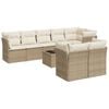 vidaXL 9 pcs conjunto de sof&aacute;s p/ jardim com almofad&otilde;es vime PE bege
