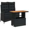 vidaXL 2 pcs conjunto de jantar p/ jardim c/ almofad&otilde;es vime PE preto
