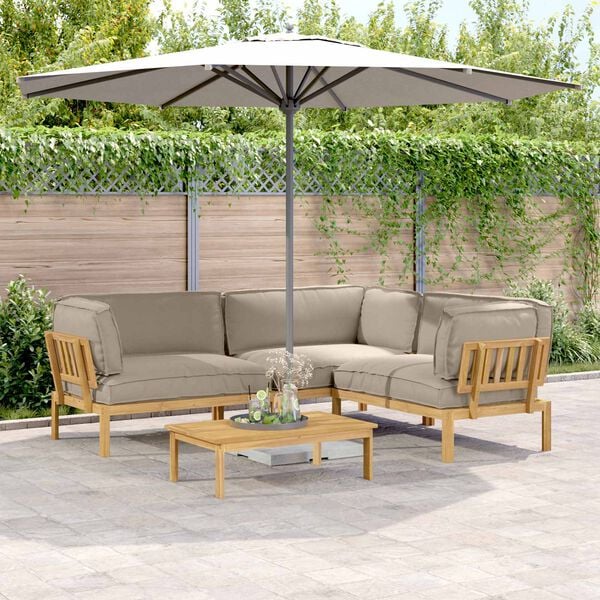 vidaXL Conjunto de Sof&aacute;s com almofada Liso 4 pcs Cinzento-acastanhado