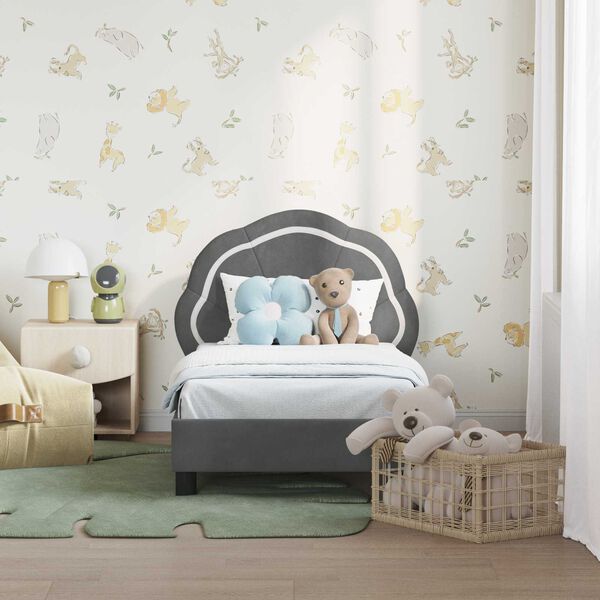 vidaXL Estrutura de Cama para Crian&ccedil;a com Cabeceira Cinza Escuro