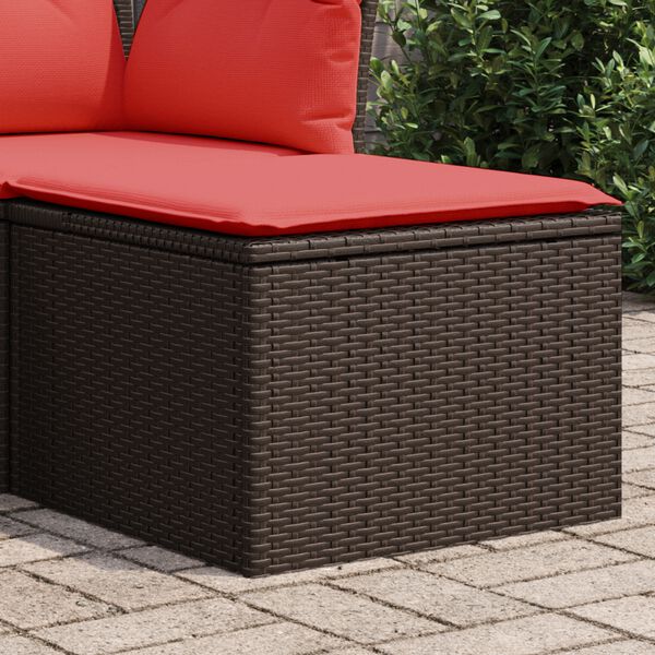 vidaXL Banco de jardim com almofada marrom 55x55x37 cm vime sint&eacute;tico