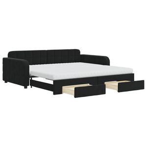 vidaXL Sof&aacute;-cama com gavet&atilde;o e gavetas 100x200 cm veludo preto
