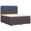 vidaXL Cama Box com LED e Colch&atilde;o Marrom Escuro 160 x 200 cm Tecido