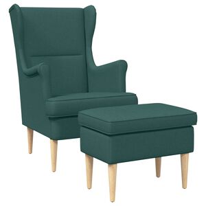 vidaXL Poltrona com Puff 2 unid. Verde-Escuro Tecido