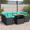 vidaXL 7 pcs conjunto de sof&aacute;s p/ jardim c/ almofad&otilde;es vime PE preto