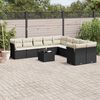 vidaXL 11 pcs conjunto sof&aacute;s de jardim c/ almofad&otilde;es vime PE preto