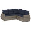 vidaXL Conjunto de sof&aacute; de jardim de 5 pe&ccedil;as com almofadas em rattan sint&eacute;tico cinza