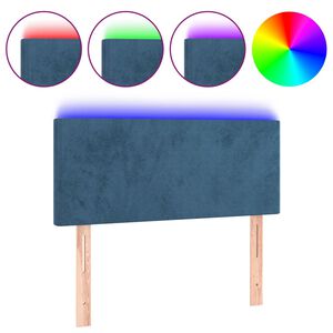 vidaXL Cabeceira de cama c/ luzes LED veludo 80x5x78/88 cm azul-escuro