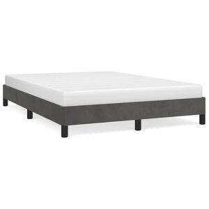 vidaXL Estrutura de cama sem colch&atilde;o 140x190 cm veludo cinzento-escuro