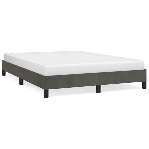 vidaXL Estrutura de cama sem colch&atilde;o 140x190 cm veludo cinzento-escuro