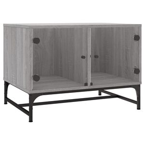 vidaXL Mesa de centro c/ portas de vidro 68,5x50x50 cm cinza sonoma