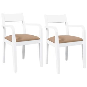 vidaXL Cadeiras de jantar com almofad&otilde;es 2 pcs madeira maci&ccedil;a branco