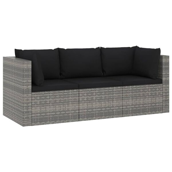 vidaXL 4 pcs conjunto lounge de jardim c/ almofad&otilde;es vime PE cinzento