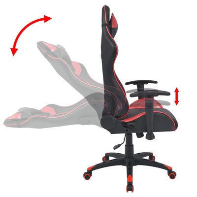 vidaXL Cadeira escritório reclin. estilo corrida pele artif. vermelho