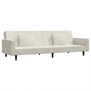 vidaXL Sof&aacute;-cama 2 lugares com duas almofadas veludo cor creme