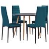 vidaXL 5 pcs conjunto de jantar couro artificial azul-mar