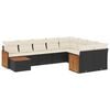 vidaXL 10 pcs conjunto sof&aacute;s de jardim c/ almofad&otilde;es vime PE preto