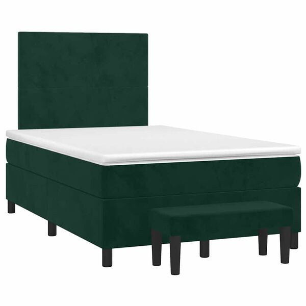 vidaXL Cama boxspring com colch&atilde;o 120x190 cm veludo verde-escuro