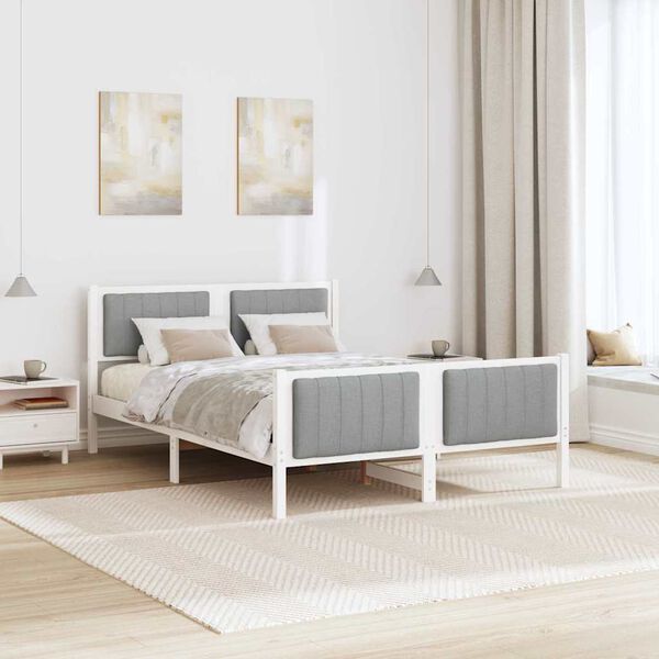 vidaXL Estrutura da cama Branco e cinza claro 140 x 200 cm