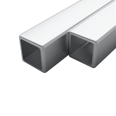vidaXL 2 pcs tubos aço inoxidável quadrado secção V2A 2m 25x25x1,9mm