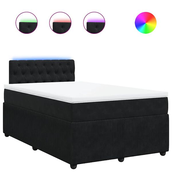 vidaXL Cama boxspring com colch&atilde;o 120x190 cm veludo preto