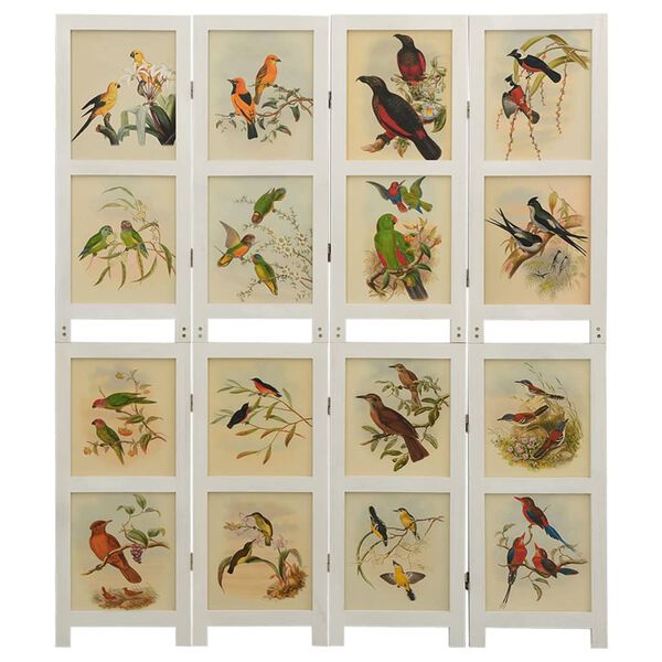 vidaXL Biombo com 4 pain&eacute;is 140x165 cm paulownia maci&ccedil;a branco