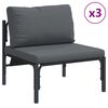 vidaXL Conjunto de Sof&aacute; de Jardim com almofada 7 pcs Preto A&ccedil;o