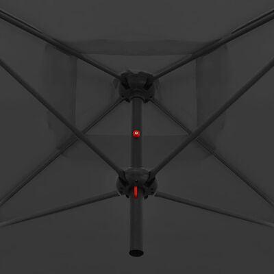 vidaXL Guarda-sol duplo com mastro de aço 250x250 cm antracite