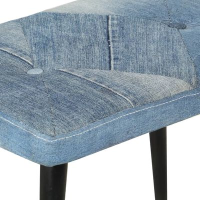 vidaXL Cadeira de balanço com apoio de pés remendos lona azul denim