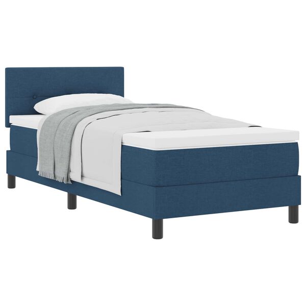 vidaXL Cama Box com colch&atilde;o com cabeceira Azul 100 x 200 cm tecido