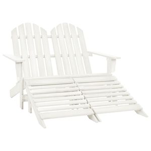 vidaXL Cadeira de jardim & otomano Adirondack 2 lugares abeto branco