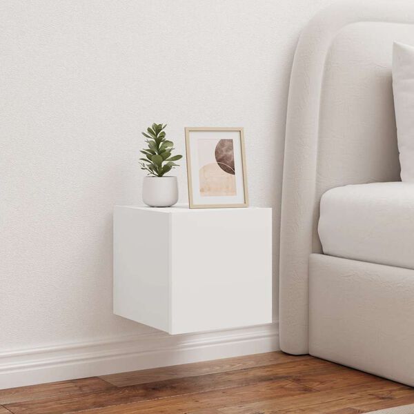 vidaXL M&oacute;veis de parede p/ TV com luzes LED 2 pcs 30,5x35x30 cm branco