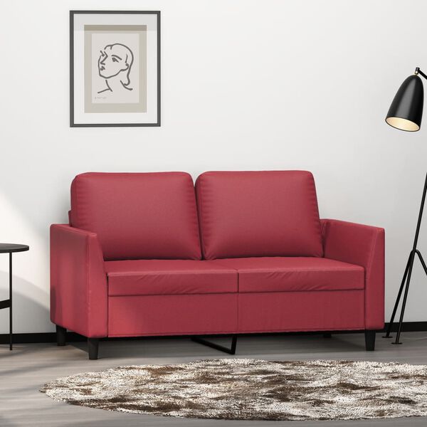 vidaXL Sof&aacute; de 2 lugares 120 cm couro artificial vermelho tinto