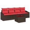 vidaXL Conjunto de Sof&aacute;s 5 unid. 3-N&uacute;mero de lugares Marrom e Vermelho