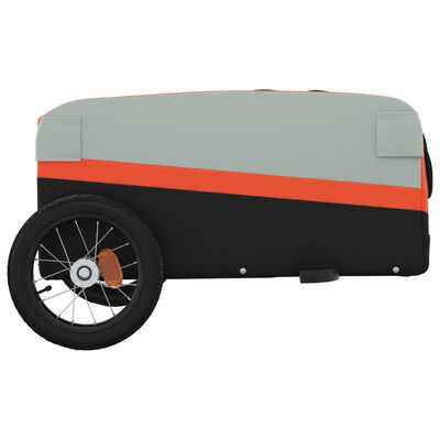 vidaXL Reboque para bicicleta 30 kg ferro preto e laranja
