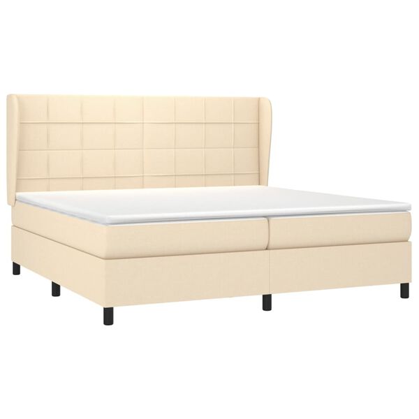 vidaXL Cama com molas/colch&atilde;o 200x200 cm tecido cor creme